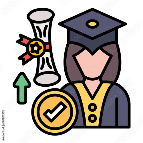 Postgraduate Student Flat Multicolor Icon