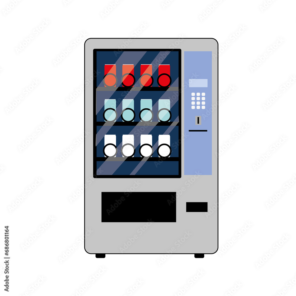 Vending machine with snacks and drinks, flat style 