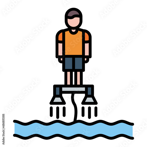 Flyboarding Flat Multicolor Icon