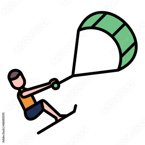 Kitesurfing Flat Multicolor Icon