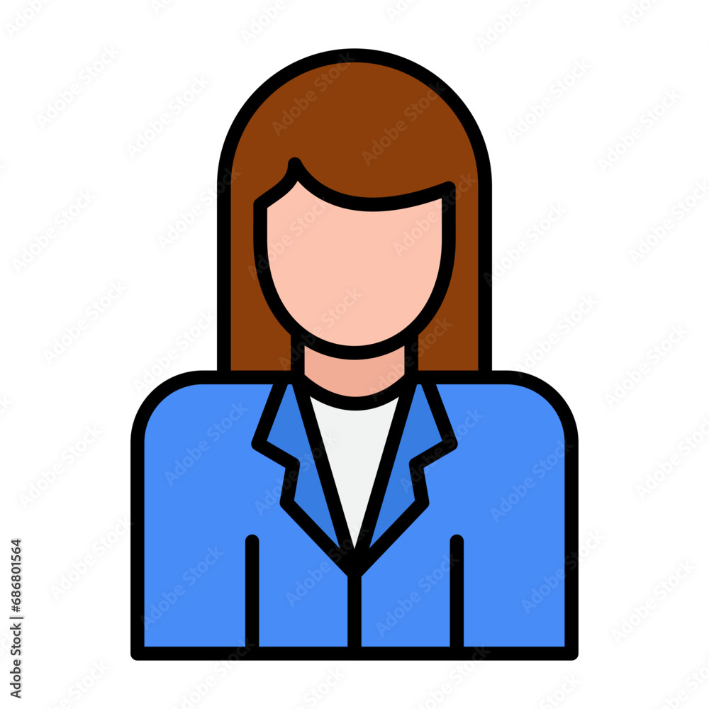 Businesswoman Flat Multicolor Icon Businesswoman Flat Multicolor Icon
