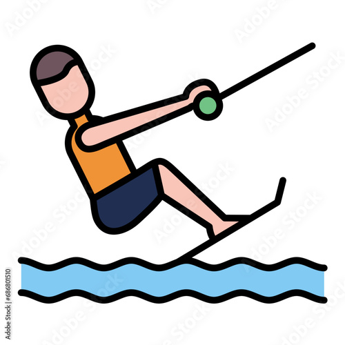 Wakeboarding Flat Multicolor Icon