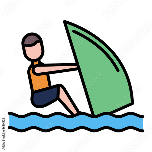 Windsurfing Flat Multicolor Icon