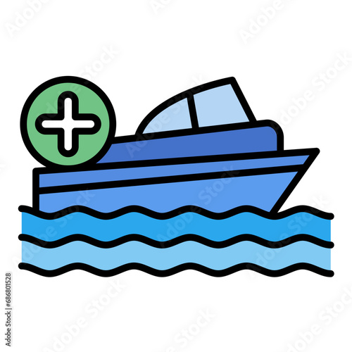 Water Ambulance Flat Multicolor Icon