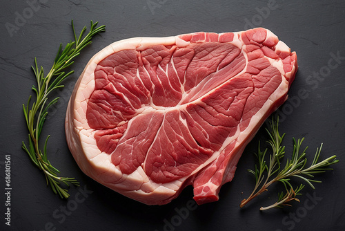 raw beef steak with an astonishing level of detail top view