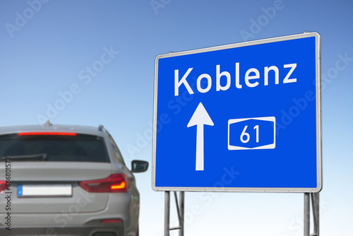 Fototapeta Koblenz, Autobahn 61, Autobahnwegweiser