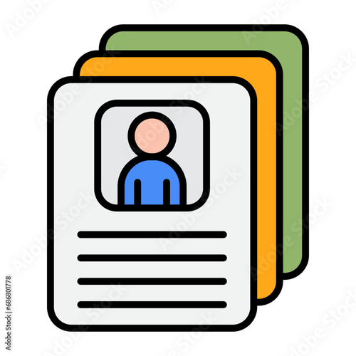 Reading Resumes Flat Multicolor Icon