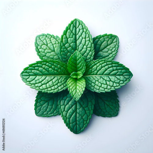 A closeup and decorated view of fresh and raw mint leaf