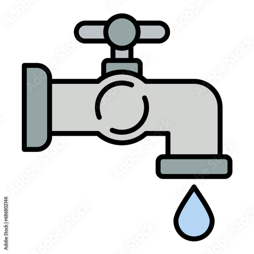 Faucet Flat Multicolor Icon