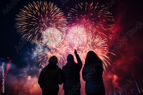 fireworks, fireworks in the city, new year celebration, people enjoying new year celebration, people enjoying fireworks