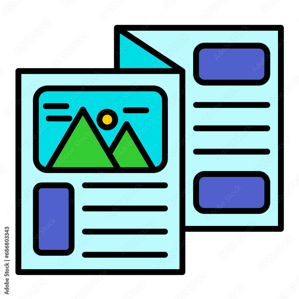 Brochure Flat Multicolor Icon