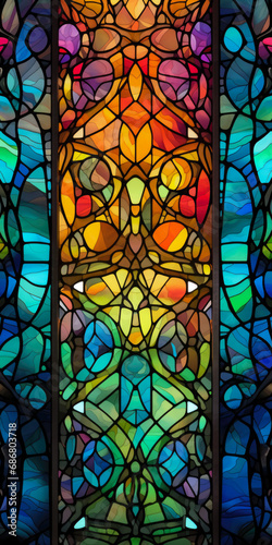 Texture Of Multi-Colored Stained Glass For Wallpaper Created Using Artificial Intelligence © Damianius