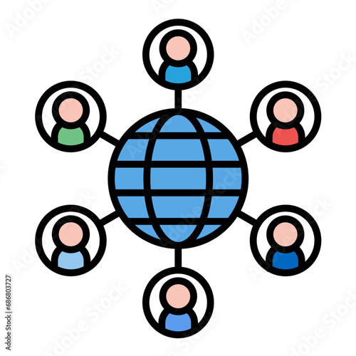 Social Networks Flat Multicolor Icon