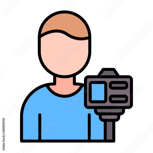 Male Vlogger Flat Multicolor Icon