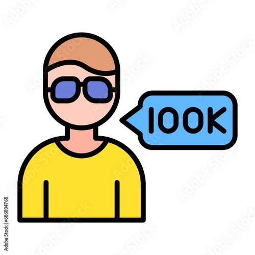 Micro Influencer Flat Multicolor Icon