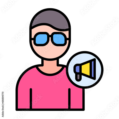 Male Influencer Flat Multicolor Icon