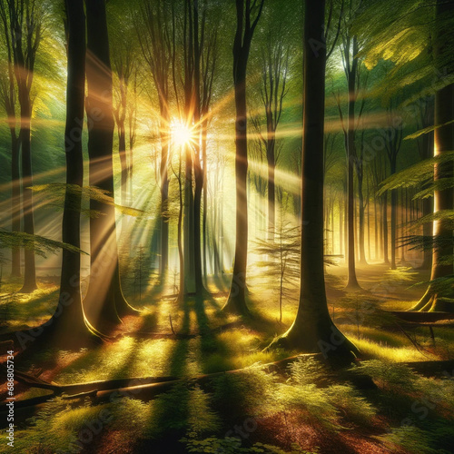 sunlight through the forest