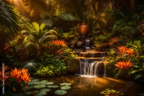 lush greenery meets the soothing sound of cascading water