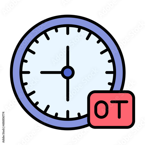 Overtime Flat Multicolor Icon