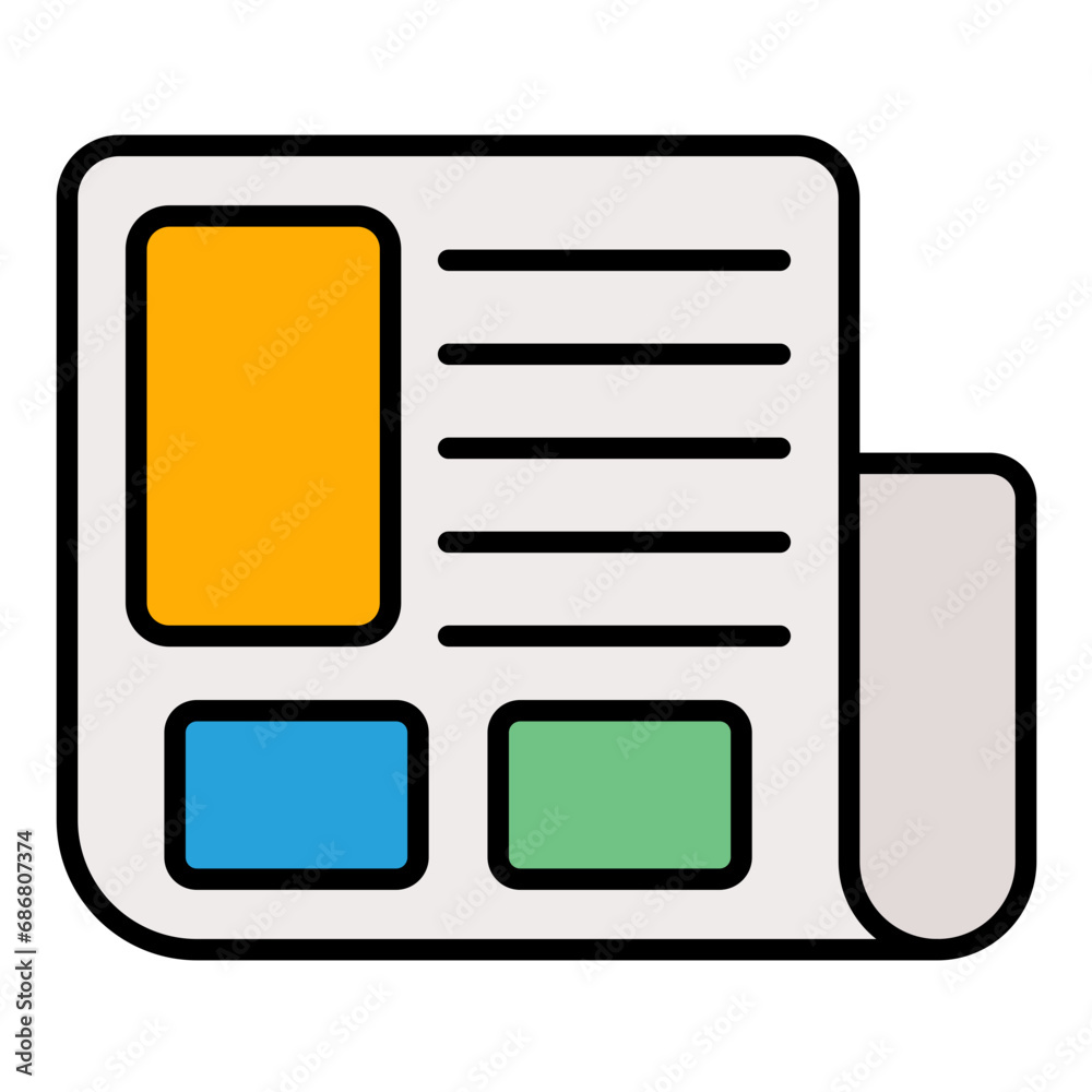 Newspaper Flat Multicolor Icon Newspaper Flat Multicolor Icon