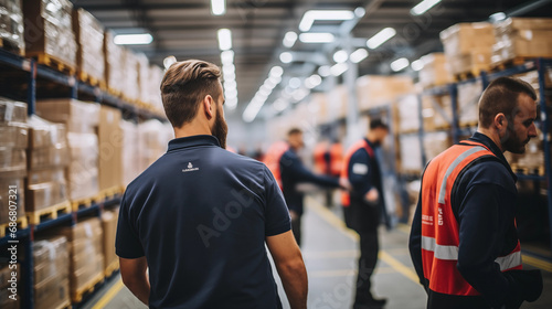 Professionals working together in a warehouse. Fulfillment, logistics, transportation background.  © melhak