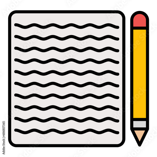 Handwritten Notes Flat Multicolor Icon