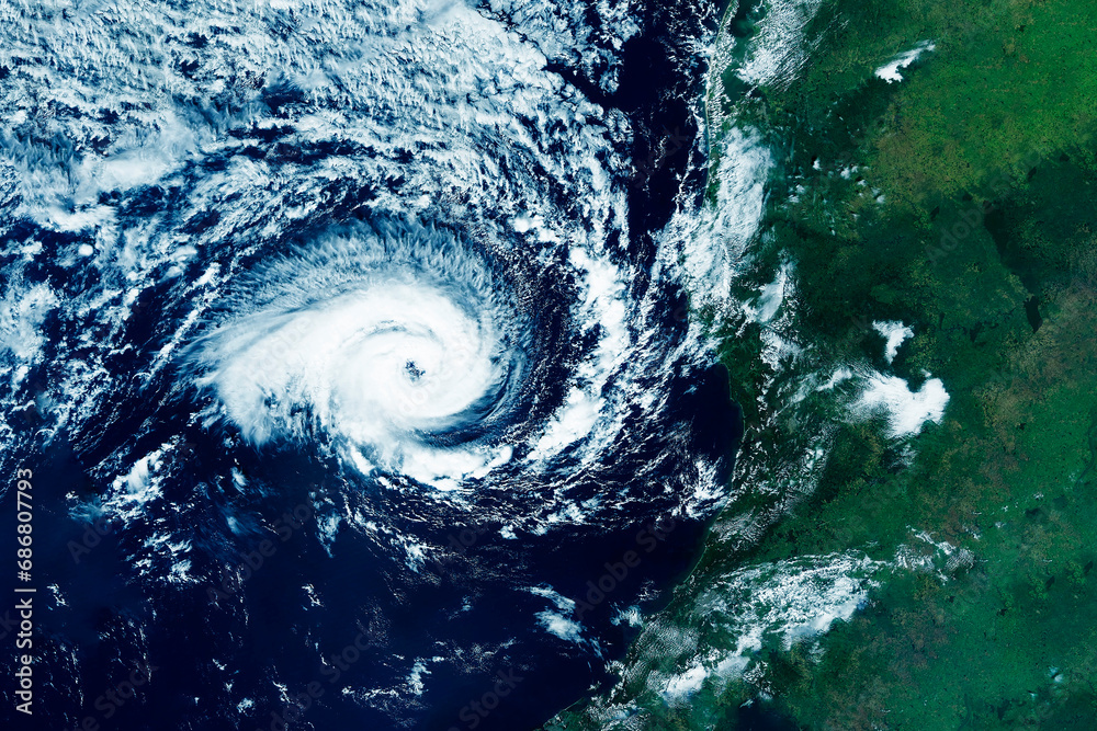 Fototapeta premium A huge tornado, a cyclone from space. Elements of this image furnished by NASA
