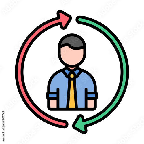 Job Rotation Flat Multicolor Icon
