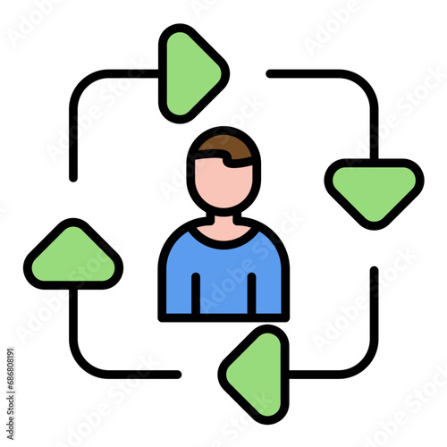 Job Rotation Flat Multicolor Icon