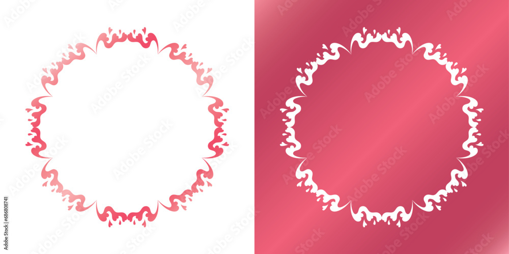 素材_フレームのセット_春をイメージしたピンクの飾り枠。シンプルで高級感のある囲みのデザイン。字無