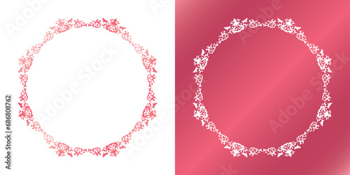 素材_フレームのセット_春をイメージしたピンクの飾り枠。シンプルで高級感のある囲みのデザイン。字無