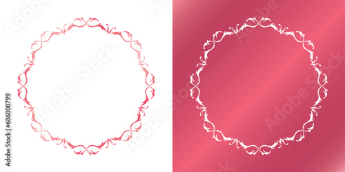 素材_フレームのセット_春をイメージしたピンクの飾り枠。シンプルで高級感のある囲みのデザイン。字無