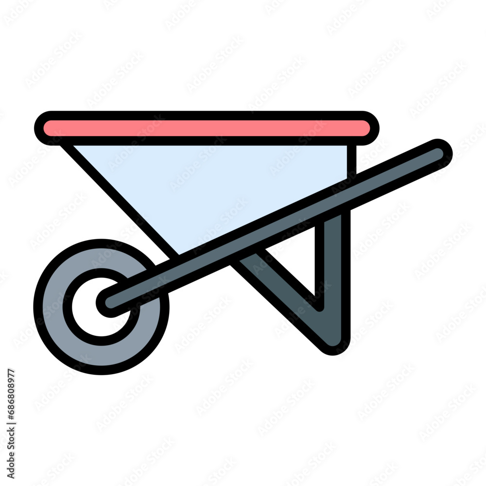 Wheel Barrow Flat Multicolor Icon Wheel Barrow Flat Multicolor Icon