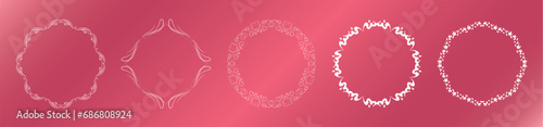 素材_フレームのセット_春をイメージしたピンクの飾り枠。シンプルで高級感のある囲みのデザイン。字無