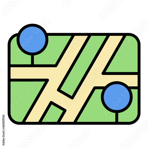 Address Flat Multicolor Icon