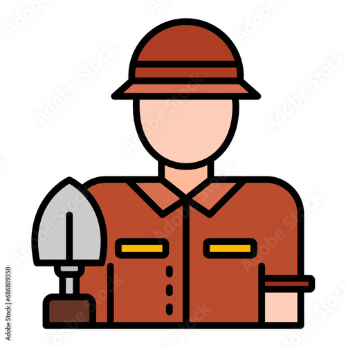 Archaeologist Male Flat Multicolor Icon