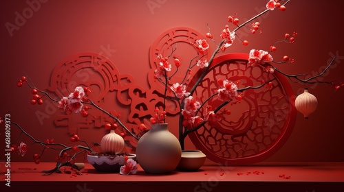A chinese new year background that is 3d