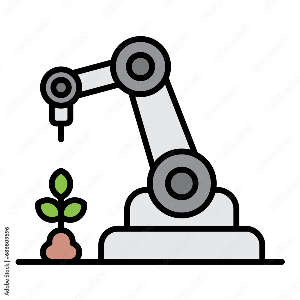 Agricultural Robot Flat Multicolor Icon