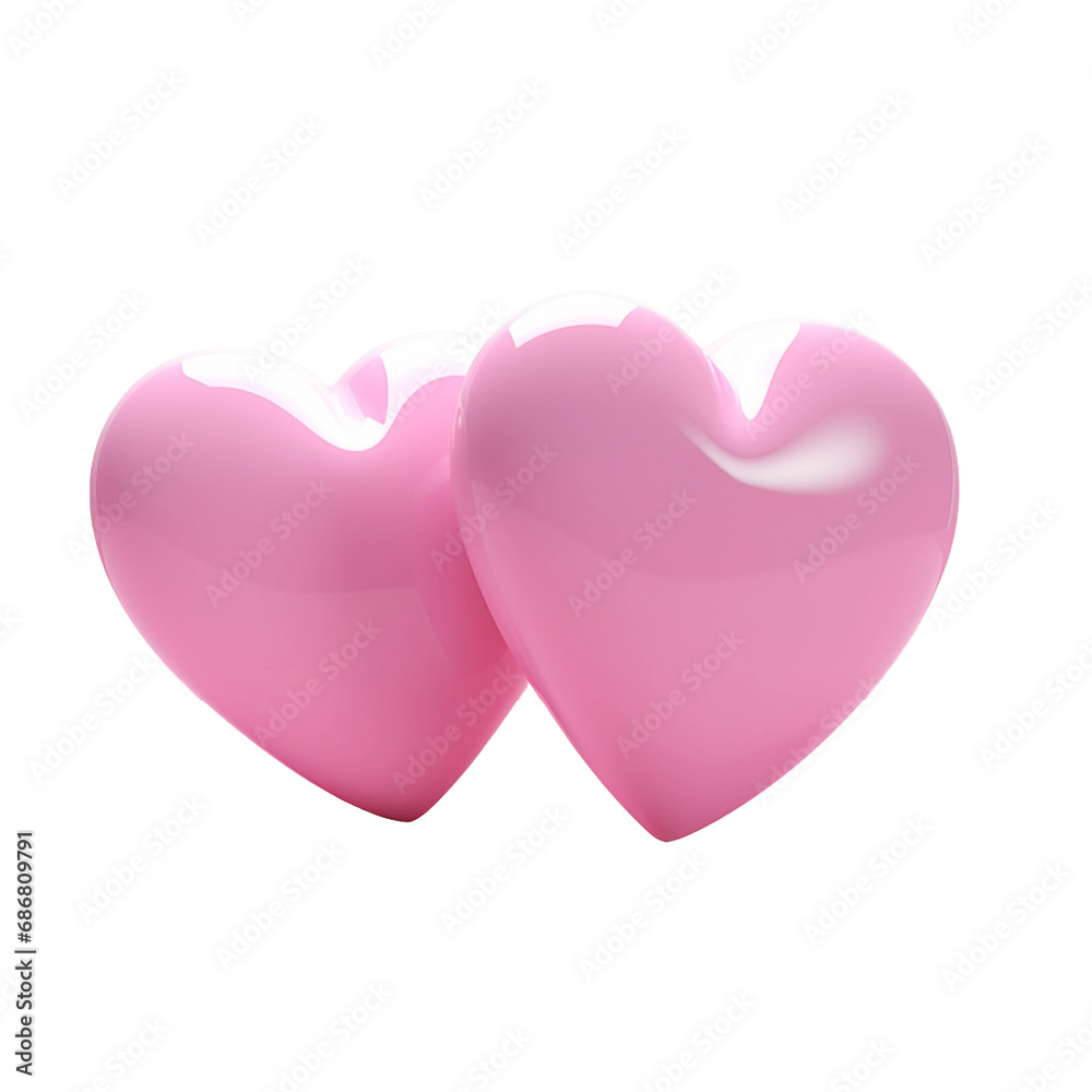 pink hearts isolated on transparent background, realistic illustration pink hearts isolated on transparent background, realistic illustration