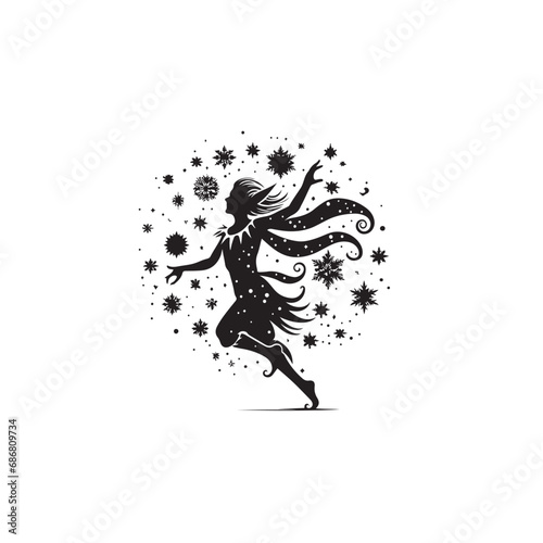 Christmas Elf Dancing Silhouette  Expressive Dance Moves of a Festive Elf in Beautiful Silhouette Black Vector Christmas Elf Dancing 