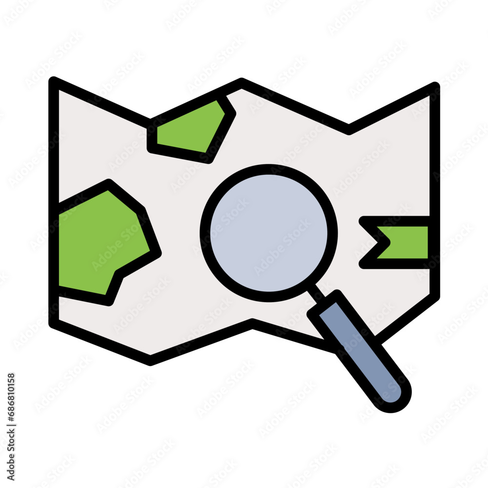Search Map Flat Multicolor Icon Search Map Flat Multicolor Icon