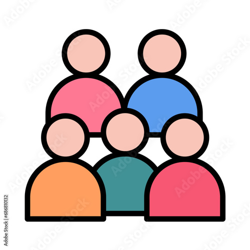 Large Group Flat Multicolor Icon