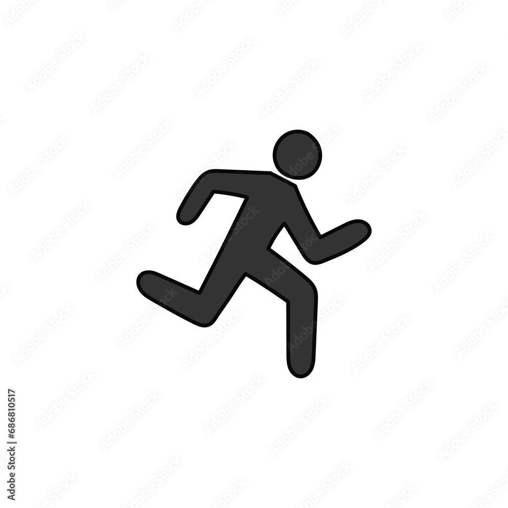 A hand-drawn doodle of a running human on a white background.