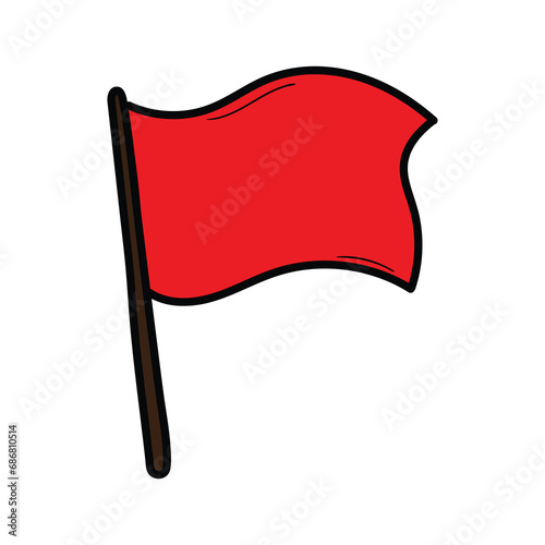 A hand-drawn doodle of a red flag on a white background.
