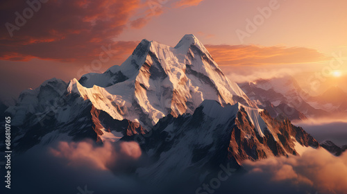 Beautiful Mount Everest, highest peak concept in the world. photo