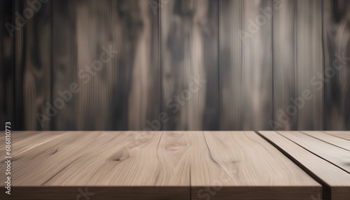 Minimalist Black Wood Table in Blurred Background