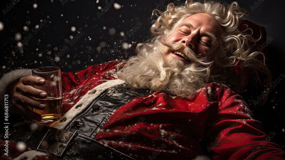 Tired Santa Claus taking a nap.
