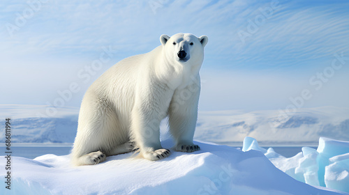 Polar bears on the ice sheet for use in reducing global warming