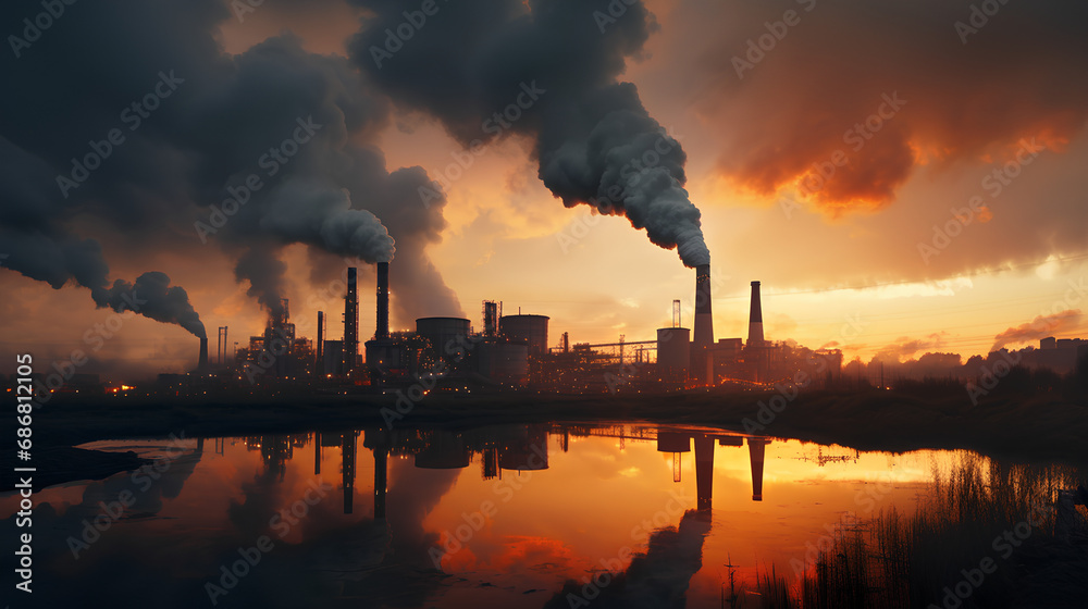 Large industrial plants that emit toxic fumes contribute to global warming and climate change.