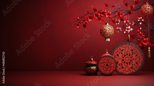 Red is the color of the decorations for the chinese new year festival